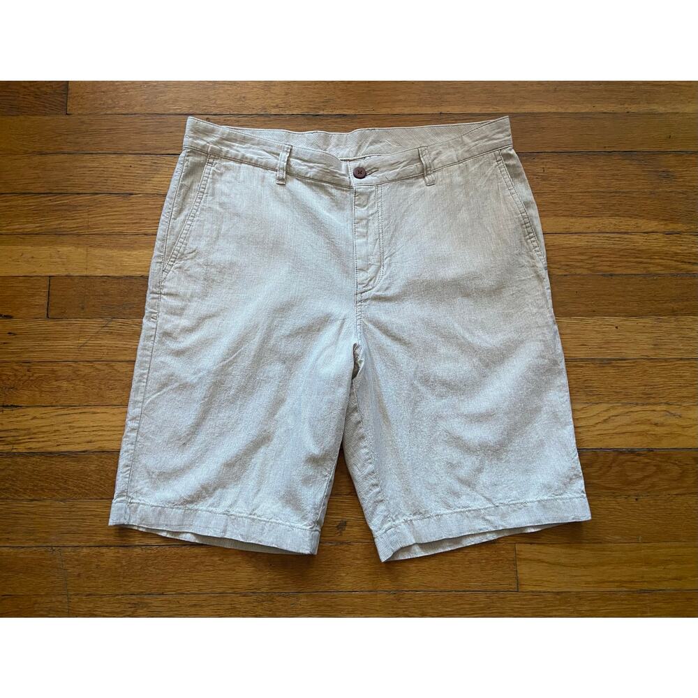 TOMMY BAHAMA Beige Pinstripe Linen/Cotton Shorts sz 35